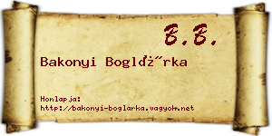 Bakonyi Boglárka névjegykártya
